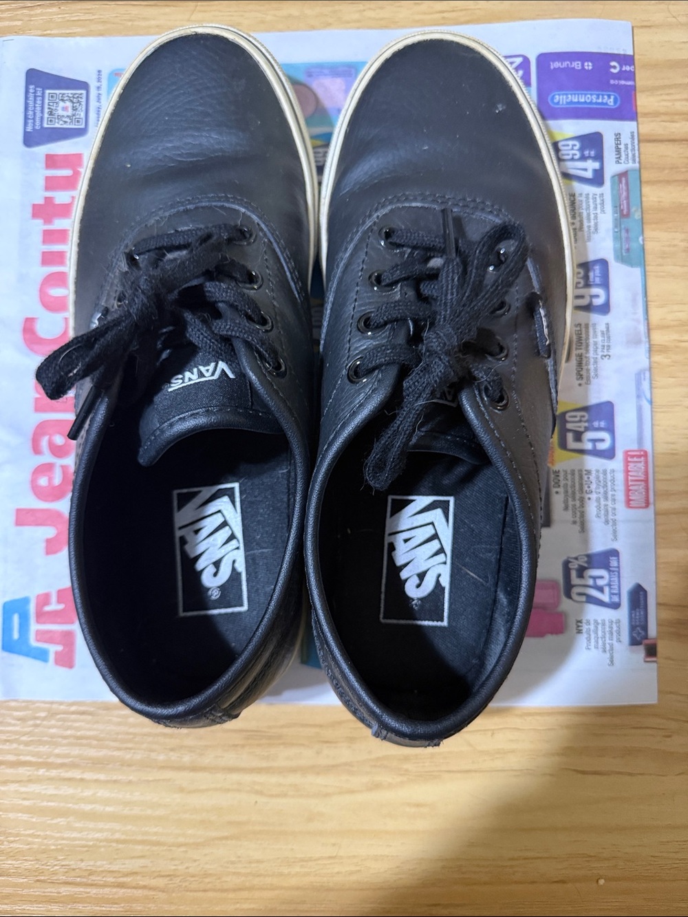 Vans Black Low-Top Skate Sneakers with White Midsole Trim
